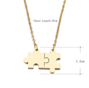 Stainless steel minimalist dainty jigsaw necklace. Gold, waterproof.