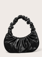 VEGAN LEATHER SMALL Ruched Black Bagette Bag Simone Handbag