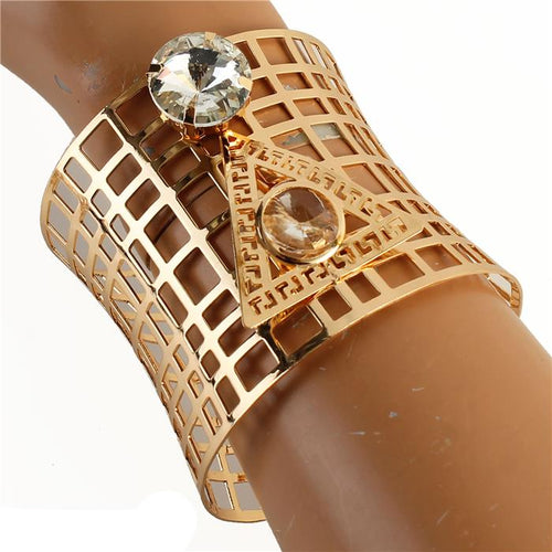 STATEMENT Unusual Oversized Crystal Cut Out Cuff Bangle