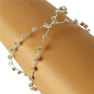 UNUSUAL Glam Silver Clear Crystal " X " Bangle Cocktail Bracelet