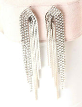 STATEMENT LONG Silver 4" Swiss Crystal Metal Tassel Earrings