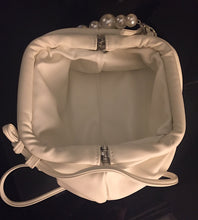 VEGAN LEATHER White Pearl Chain Lydia Clutch Bag Shoulder Handbag