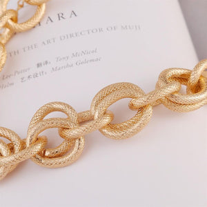 Statement Urban Glam Gold Textured Chain Link Necklace