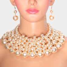 LUXE Statement Gold Cream Cluster Collar Cocktail Necklace Set
