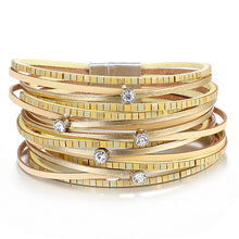 Layered Gold Yellow Super Shine leather Magnetic Bracelet