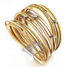 Layered Gold Yellow Super Shine leather Magnetic Bracelet