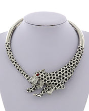 LUXE Statement Silver Black Red Animal Tiger Crystal Necklace