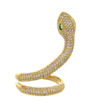 LUXE Snake Clear Emerald CZ Adjustable Long Cocktail Ring