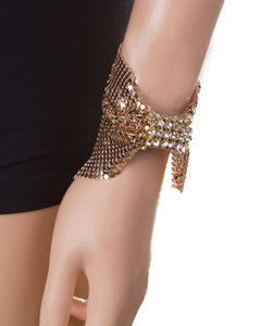 STATEMENT Gold Crystal 2 Way Bow Choker Necklace / Bracelet Set