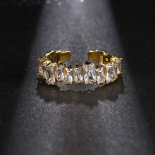 GOLD Sparkling CZ Cubic Zirconia Cuff Clear Adjustable Ring