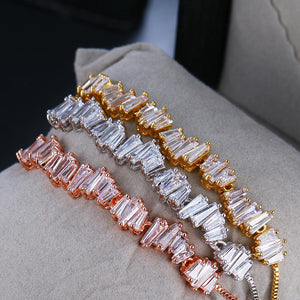 ELEGANT Gold Baguette CZ Adjustable Slider Cinch Bracelet