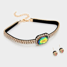 Gold Vitrail Crystal Choker Necklace Set