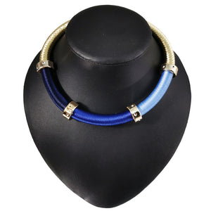 Statement Gold Metallic Cord "The Blues" Collar Rope Necklace