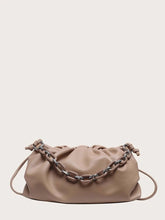 VEGAN LEATHER Camel Ruched Shoulder Bag Clutch Dina Handbag