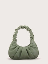 VEGAN LEATHER SMALL Ruched Sage Green Bagette Bag Simone Handbag