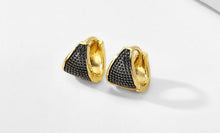 EXQUISITE Understated Gold Black Snap Fasten TINY Earrings