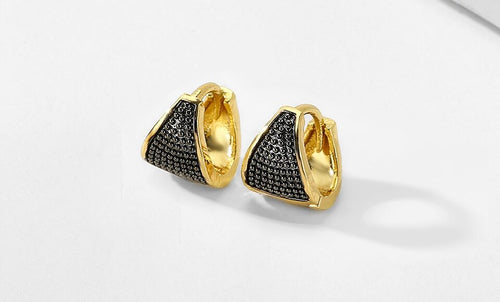 EXQUISITE Understated Gold Black Snap Fasten TINY Earrings