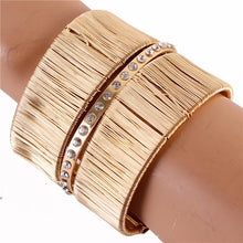 Statement Gold Wired Metal Cage Crystal Cuff Bangle