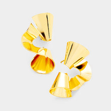 Contemporary Glam Celeb Gold Twisted Metal Quality Earrings