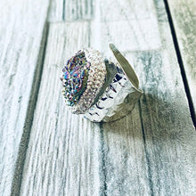 Rainbow Druzy Silver Cuff Ring