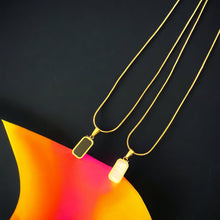Stainless steel double sided, shell & enamel necklace. Gold, waterproof.