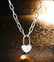 Stainless steel heart lock necklace. Silver or gold, waterproof.