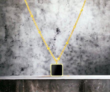 Stainless steel enamel square necklace. Gold, black.