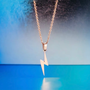 Stainless steel lightening bolt necklace. 3 colours.