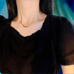 Stainless steel snake arc necklace. Gold, waterproof.