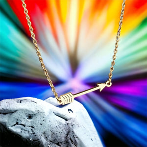 Stainless steel love arrow necklace. Gold, waterproof.