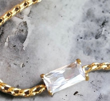 Stainless steel Malibu necklace. Gold, CZ.