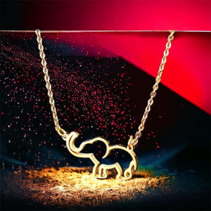 Stainless steel baby elephant necklace. Gold, waterproof
