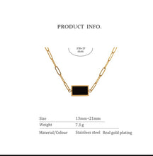 Stainless steel paper clip chain black necklace, Gold, waterproof.