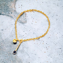 Stainless steel heart & oval drop necklace. Gold waterproof.
