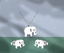 Stainless steel tiny elephant necklace & earrings set. Gold or silver, waterproof.
