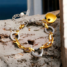 Stainless steel heart charm bracelet. Gold & silver waterproof.