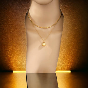 Stainless steel North Star, 2 layer necklace. Gold, waterproof.