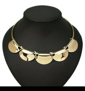 Gold Big Super Shine Open Cuff Style Choker /Collar Necklace