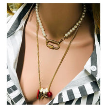 Gold Handmade Layered White Pearl Choker 2 Necklace Set