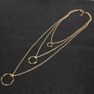 HOT Celeb Statement Gold Chain Layered Long Circle Necklace