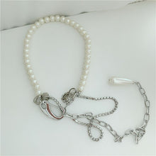Silver Layered Pearl Choker Long Adjustable Crystal Necklace