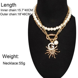 STATEMENT Gold Handmade Layered Pearl Crystal 3 Necklace Set