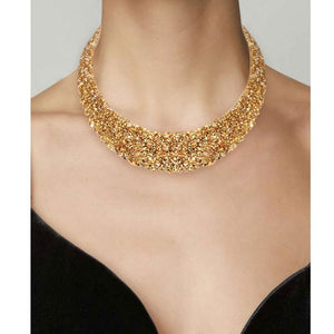 UNUSUAL Statement Gold Metal Crystal Design Choker Necklace Set