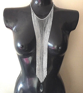 Delicate Pale Silver Strands Hand Made Necklace Body Chain