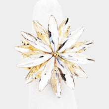 STATEMENT Gold Sparkling Clear Crystal Stretch Cocktail Ring