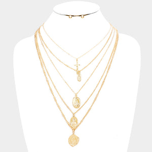 RELIGIOUS Statement Gold Chain Layered Cross Necklace Set