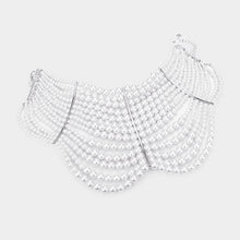 LUXE Statement Silver White Pearl Choker Bride Necklace Set