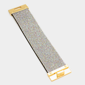Gold AB Crystal Cuff Padlock Bracelet