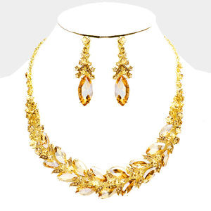 Gold Light Topaz Crystal Cocktail Necklace Set