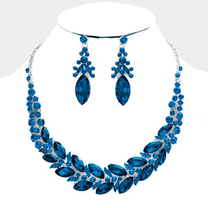 Silver Montana Blue Crystal Cocktail Necklace Set
